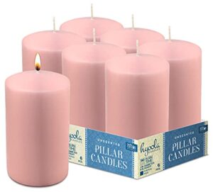hyoola light pink pillar candles 3×6 inch – 6 pack unscented pillar candles bulk – european made