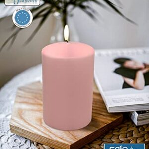 Hyoola Light Pink Pillar Candles 3x6 Inch - 6 Pack Unscented Pillar Candles Bulk - European Made