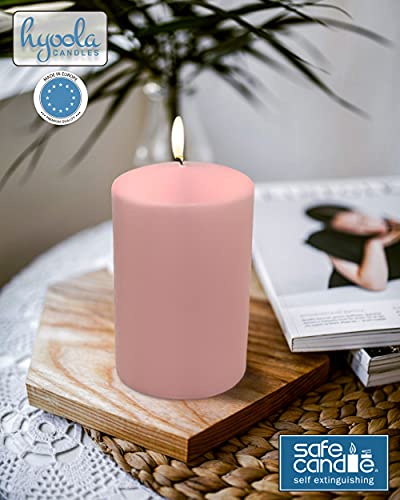 Hyoola Light Pink Pillar Candles 3x6 Inch - 6 Pack Unscented Pillar Candles Bulk - European Made