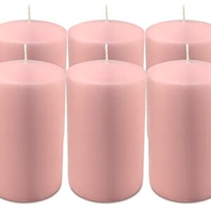 Hyoola Light Pink Pillar Candles 3x6 Inch - 6 Pack Unscented Pillar Candles Bulk - European Made