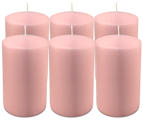 Hyoola Light Pink Pillar Candles 3x6 Inch - 6 Pack Unscented Pillar Candles Bulk - European Made