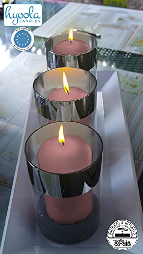 Hyoola Mauve Pink Pillar Candles 2x3 Inch - 4 Pack Unscented Pillar Candles Bulk - European Made