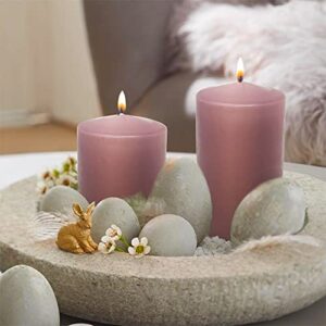 Hyoola Mauve Pink Pillar Candles 2x3 Inch - 4 Pack Unscented Pillar Candles Bulk - European Made