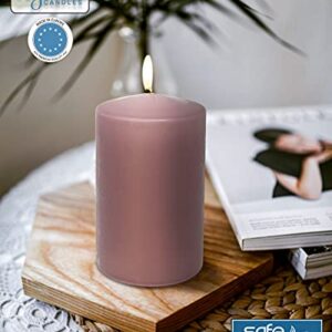 Hyoola Mauve Pink Pillar Candles 2x3 Inch - 4 Pack Unscented Pillar Candles Bulk - European Made