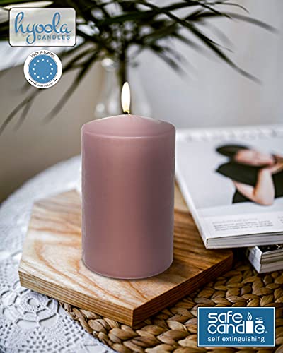 Hyoola Mauve Pink Pillar Candles 2x3 Inch - 4 Pack Unscented Pillar Candles Bulk - European Made