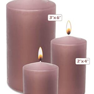 Hyoola Mauve Pink Pillar Candles 2x3 Inch - 4 Pack Unscented Pillar Candles Bulk - European Made