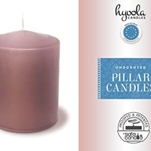 Hyoola Mauve Pink Pillar Candles 2x3 Inch - 4 Pack Unscented Pillar Candles Bulk - European Made