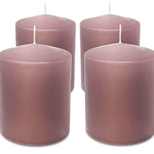 Hyoola Mauve Pink Pillar Candles 2x3 Inch - 4 Pack Unscented Pillar Candles Bulk - European Made