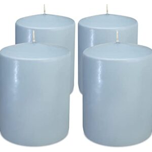 Hyoola Ice Blue Pillar Candles 2 x 3 Inch - 4 Pack Unscented Pillar Candles Bulk - European Made