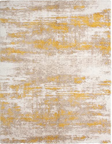 NOORI RUG - Premium & Luxury Imported - Lux Madison Machine Made High Pile Abstract - Rectangle - Gold - Beige - 5' x 8', Bedroom, Living Room