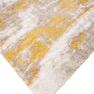 NOORI RUG - Premium & Luxury Imported - Lux Madison Machine Made High Pile Abstract - Rectangle - Gold - Beige - 5' x 8', Bedroom, Living Room