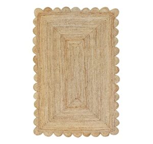 gautam international scalloped natural jute area rug, natural color (2’x3′)