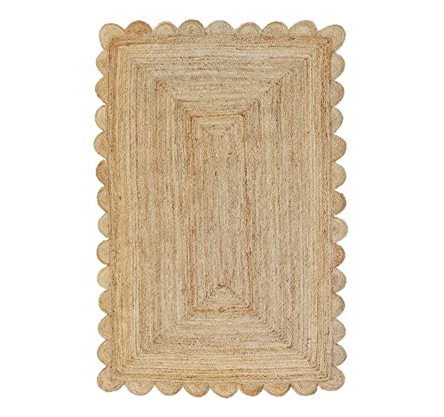 Gautam International Scalloped Natural Jute Area Rug, Natural Color (2'X3')