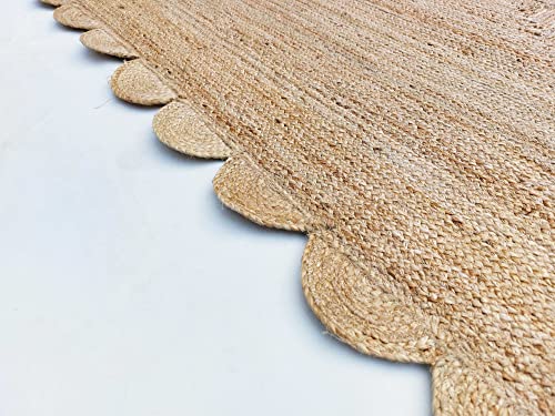 Gautam International Scalloped Natural Jute Area Rug, Natural Color (2'X3')