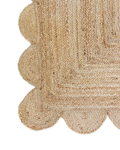 Gautam International Scalloped Natural Jute Area Rug, Natural Color (2'X3')