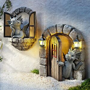 Tianwen Home Decor Dinosaur Resin Ornaments Climb Window Door Courtyard Crafts Ornaments Garden Garden Decor Christmas Ornaments