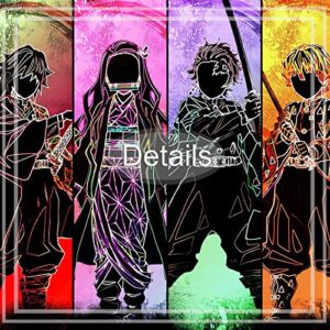 KAIWALK Anime Poster Tanjirou Nezuko Zenitsu Agatsuma Inosuke Hashibira Giyuu Tomioka Print on Canvas Painting Wall Art for Living Room Decor Boy Gift (Unframed, Q-D-3042)