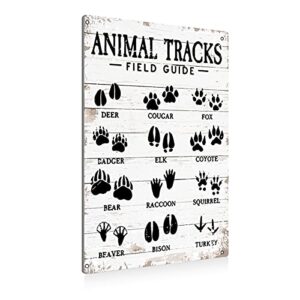 Animal Tracks Field Guide Sign Metal Tin Sign Wall Art Decor Farmhouse Home Rustic Decor Gifts - 8x12 Inch