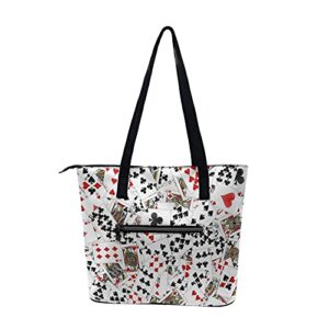 Playing Poker Cards Shoulder Tote Bag Purse Top Handle Satchel Handbag For Women Work School Travel Business Shopping Casual