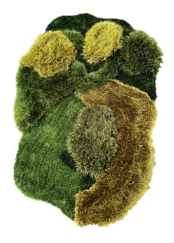 lzteck Patchwork,Abstract,Geometric Shag, Artificial Grass Area Rug, Fake Grass Moss Tundra Rugs, Fluffy Kids Toddles Carpets, Living Room,Nursery Mats,Balcony,Patio Rugs 2.6x3.9ft