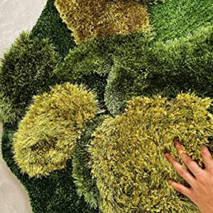 lzteck Patchwork,Abstract,Geometric Shag, Artificial Grass Area Rug, Fake Grass Moss Tundra Rugs, Fluffy Kids Toddles Carpets, Living Room,Nursery Mats,Balcony,Patio Rugs 2.6x3.9ft