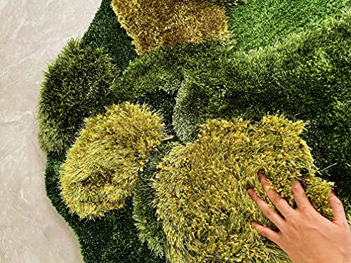 lzteck Patchwork,Abstract,Geometric Shag, Artificial Grass Area Rug, Fake Grass Moss Tundra Rugs, Fluffy Kids Toddles Carpets, Living Room,Nursery Mats,Balcony,Patio Rugs 2.6x3.9ft