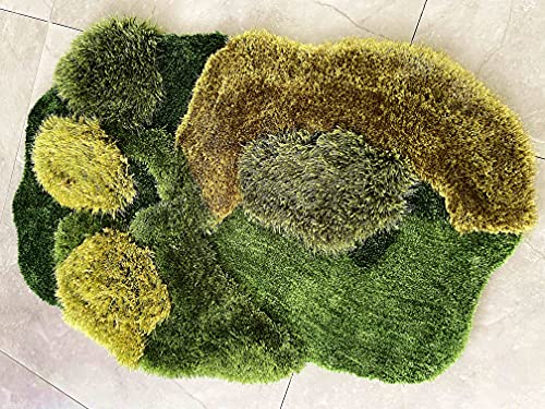 lzteck Patchwork,Abstract,Geometric Shag, Artificial Grass Area Rug, Fake Grass Moss Tundra Rugs, Fluffy Kids Toddles Carpets, Living Room,Nursery Mats,Balcony,Patio Rugs 2.6x3.9ft