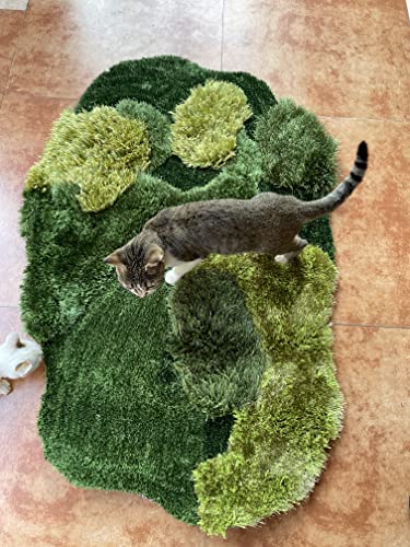 lzteck Patchwork,Abstract,Geometric Shag, Artificial Grass Area Rug, Fake Grass Moss Tundra Rugs, Fluffy Kids Toddles Carpets, Living Room,Nursery Mats,Balcony,Patio Rugs 2.6x3.9ft