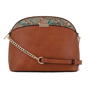 v+benie paisley | leopard accent small dome crossbody bag with chain strap small purse handbags for women, brown