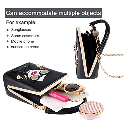 KUANG! Women Novelty Lady Face Shoulder Bags Funky PU Leather Top Handle Satchel Handbags Clutch Purse for Women