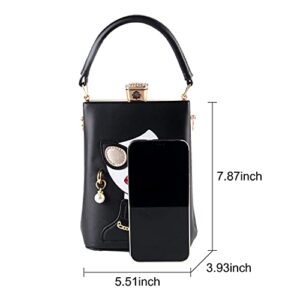 KUANG! Women Novelty Lady Face Shoulder Bags Funky PU Leather Top Handle Satchel Handbags Clutch Purse for Women