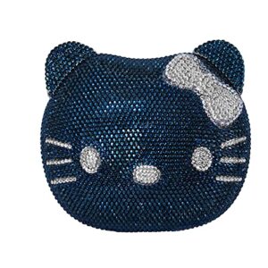 hello kitty cat crystal clutch couture special occasion holiday party evening bag navy blue silver