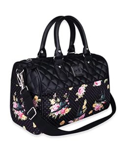 liquorbrand sparrows womens satchel purse quilted faux leather shoulder bag flowers and polka dot handbag