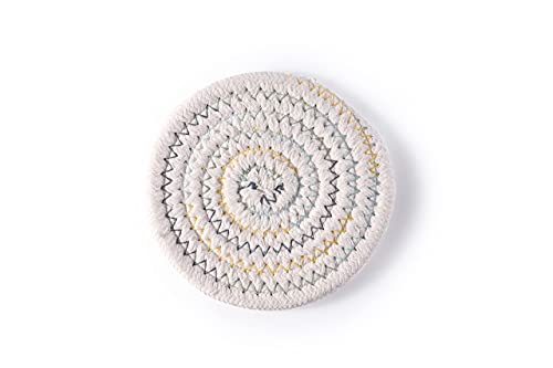 Coasters for Drinks (8-Piece Set) Water Absorbent Coaster Set Woven Coasters for Table Protection Heat-Resistant Coasters for Drinks, Beige