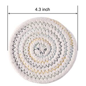 Coasters for Drinks (8-Piece Set) Water Absorbent Coaster Set Woven Coasters for Table Protection Heat-Resistant Coasters for Drinks, Beige