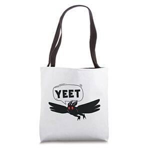 mothman says ‘yeet’ funny cute cryptid tote bag