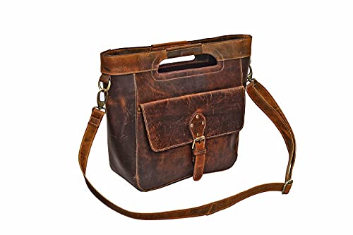 Genuine Leather Shoulder Tote Bag for Women Large Bucket Style Handbag Work Purse Tote Shoulder Bag for Women Satchel Handbag with Top Handles