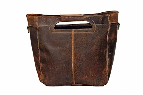 Genuine Leather Shoulder Tote Bag for Women Large Bucket Style Handbag Work Purse Tote Shoulder Bag for Women Satchel Handbag with Top Handles