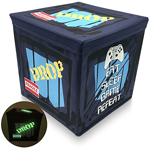 NINOSTAR Gamers Drop Loot Storage Glowing Box 10'' x 10'' x 10'' Perfect for Gaming, Parties, Birthdays - Large…