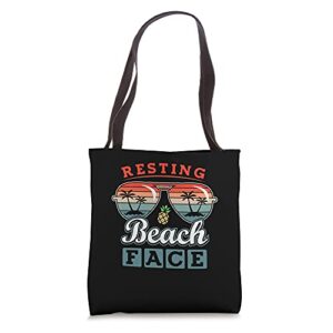 resting beach face summer vibes beach lover vacation tote bag