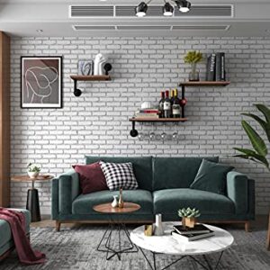 VEMEST 3 Tier Industrial Pipe Shelving Wall Mounted, Rustic Metal Storage Floating Shelves for Bedroom, Living Room, Bathroom, Farmhouse Kitchen Bar Shelving and Wall Shelf Unit Bookshelf.