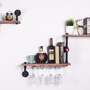 VEMEST 3 Tier Industrial Pipe Shelving Wall Mounted, Rustic Metal Storage Floating Shelves for Bedroom, Living Room, Bathroom, Farmhouse Kitchen Bar Shelving and Wall Shelf Unit Bookshelf.