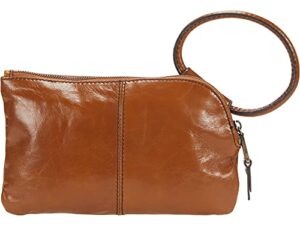 hobo sable wristlet pouch for women – tumbled leather construction with circular wrist strap, handy and compact pouch truffle one size one size