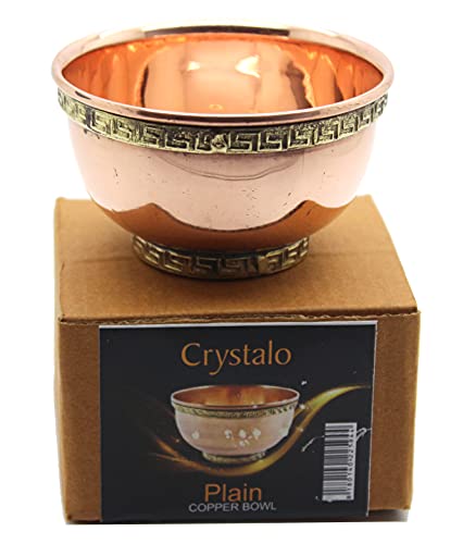 Crystalo - Copper Offering Bowl, 3 Inch Diameter, Great for Altar use, Ritual use, Incense Burner, smudging Bowl, Decoration Bowl, Offering Bowl (Plain)