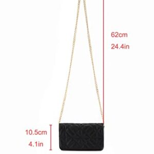 Ayliss Mini Women Crossbody Handbag Shoulder Handbags Evening Clutch Cellphone Wallet Purse PU Leather Bag with Chain (Black, Mini)