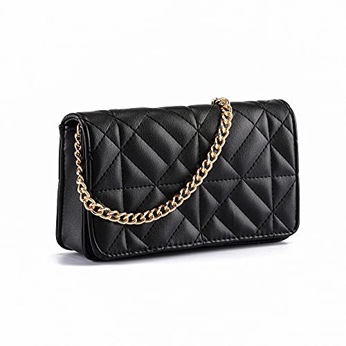 Ayliss Mini Women Crossbody Handbag Shoulder Handbags Evening Clutch Cellphone Wallet Purse PU Leather Bag with Chain (Black, Mini)