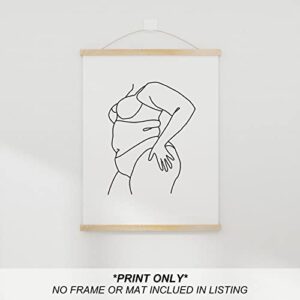 heilkee Feminist Wall Art Black and White Minimalist Line Art Prints for Bedroom Aesthetic Modern bathroom Decor Woman Body Positive Gifts(UNFRAMED 8x10in)