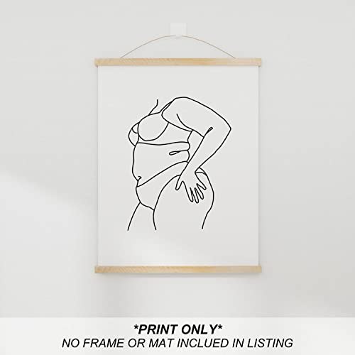 heilkee Feminist Wall Art Black and White Minimalist Line Art Prints for Bedroom Aesthetic Modern bathroom Decor Woman Body Positive Gifts(UNFRAMED 8x10in)