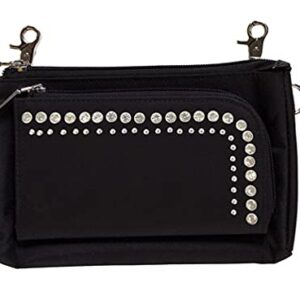 Open Road Girl Adjustable Strap Hip Purse for Women with Lobster Claw Clips, Three Ways to Wear: Hip Clip, Strap It Around, and Over Your Shoulder(Studded with Rhinestones)