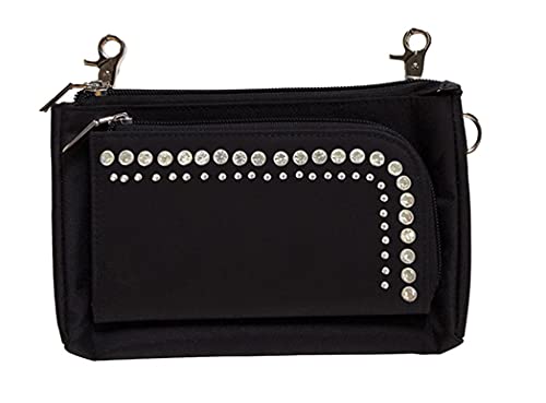 Open Road Girl Adjustable Strap Hip Purse for Women with Lobster Claw Clips, Three Ways to Wear: Hip Clip, Strap It Around, and Over Your Shoulder(Studded with Rhinestones)